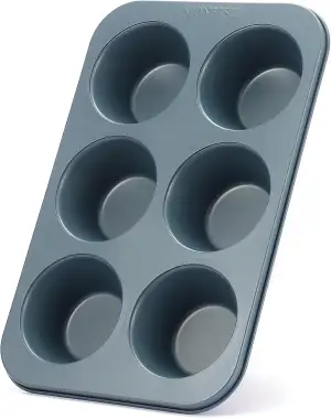 Monfish Muffinform für 6 Jumbo-Tassen, Karbonstahl, Haze Blue, Antihaftbeschichtung, Muffin-, Cupcake-Form, 8,9 cm, Roy Blue