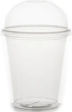 Commerline 100 Stück 500 ml Smoothiebecher inkl. Domdeckel mit Schlitz, Smoothie