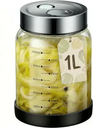 Fermentierglas mit Deckel - Gärglas Einmachglas 1l zum Auskochen Geeignet, Kefir