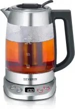 SEVERIN Glas Tee- & Wasserkocher Deluxe, Teekocher mit einstellbarer Temperatur & Ziehzeit, mit 5 Teeprogrammen & Warmhaltefunktion, max. 1,7 L Wasser, 3000 W, Edelstahl, WK 3480