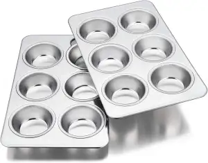 Homikit Muffinform, Edelstahl 6er Muffin Backblech Backform Set, 2er-Pack, Muffinblech für 6 Muffins Cupcakes Pudding Brownies, 29 × 18 cm, Ungiftig & Gesund, Spülmaschinenfest