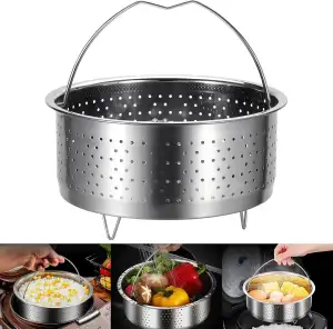 Rund Dampfgarer Einsatz Ø16,5cm mit Griff Edelstahl 304 Dämpfeinsatz für Topf Ko