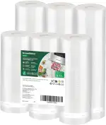 Bonsenkitchen Vakuumrollen 6 Rollen 20cm x 600cm + 28cm x 600cm Vakuumierfolie - Profi Vakuumbeut...