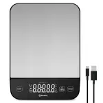 Etekcity Küchenwaage, Küchenwaage Digital 1g genau, 10kg Kitchen Scale mit LED-Display, Tare-Funktion, USB-Aufladung, Präzisionswaage für Küche, Edelstahl - 10KG - 1g -Edelstahl-Schwarz