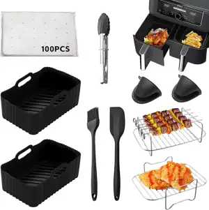 10-Teiliges Dual Zone Heißluftfritteusen Zubehör Set,Luftfritteusen-Zubehör für 