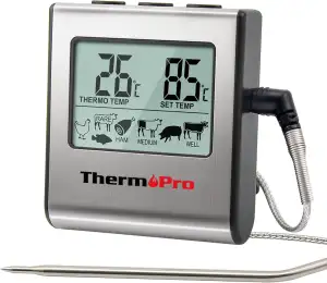 ThermoPro TP16 Digitales Bratenthermometer Ofenthermometer Fleischthermometer Grillthermometer Küchen Thermometer mit Timer für BBQ, Grill, Smoker