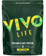 Vivo Life Perform Veganes Proteinpulver - Banane und Zimt Geschmack, Pflanzlich, 26 Portionen - 988g, Erbsen & Hanf Mischung mit BCAA