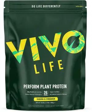 Vivo Life Perform Veganes Proteinpulver - Banane und Zimt Geschmack, Pflanzlich,