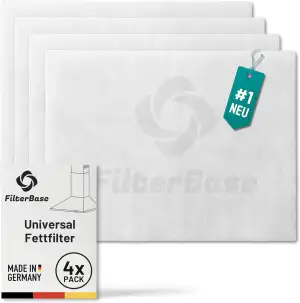 FilterBase® Universal Fettfilter Dunstabzugshaube | 4er Pack | 52x40 cm zuschneidbar – Made in Germany Dunstabzug Filtervlies für Abzugshaube