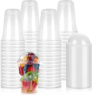 STARVAST 100 Stück Smoothie Becher To Go, 473 ml Smoothie-Becher mit Kuppeldecke