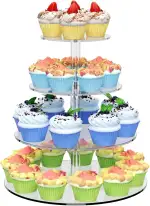weddingwish 4-stufiger runder Cupcake-Ständer, Acryl-Cupcake-Display-Turm für 38 Cupcakes, klarer Cupcake-Halter für Dessert-Tisch