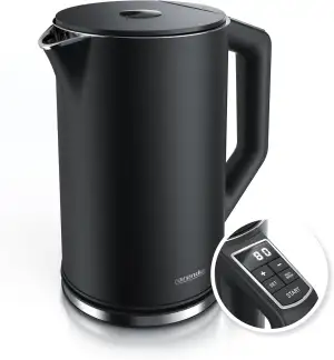 Arendo - Edelstahl Wasserkocher mit Temperatureinstellung 40-100 Grad in 5er Sch