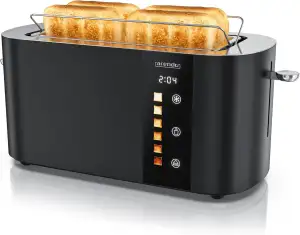 Arendo - Edelstahl Toaster 4 Scheiben Langschlitz - Touchscreen – Doppelwandgehä