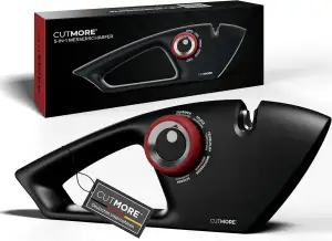 CUTMORE Messerschärfer Testsieger – 5-in-1 Diamant Messerschleifer für Messer, Brotmesser & Scheren – rutschfest, effektiv & einfach zu bedienen - bekannt aus Hobbykoch-Community