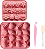 2 Stück Antihaft Schokoladenform Silikon Muschelförmige Pralinenform Mit 1 Spatel 1 Entformungsmesser Bonbon Formen Siliko Blumen-silikonformen Seifen Formen zum Gießenfür DIY Süßigkeiten Gelee