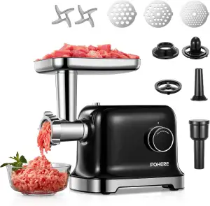 FOHERE Fleischwolf Elektrisch, 2000W Fleischwolf mit 2 Schneidklinge, 3 Schneidp