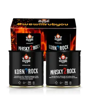 Rock'n'Rubs® Würzmischung 2er Set (Korn2Rock & Whisky2Rock) – Grill & Dutch Oven Gewürze für Spare Ribs & Pulled Pork – BBQ Geschenkset Männer – Made in Germany