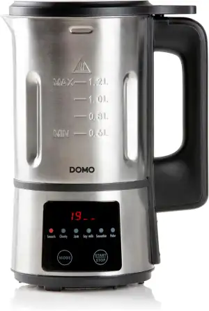 DOMO DO727BL Suppenmacher – 1,2 L - Standmixer mit 6 automatischen Programmen - Edelstahl/Schwarz