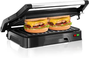 KEINVE Kontaktgrill für Sandwiches, Steak, Panini Grill und Sandwichmaker mit Antihaftbeschichtet, 850W, 23 x 14,5cm, 180º Öffnung, Leicht zu Reinigen.