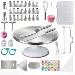 Tortenplatte Drehbar aus Aluminiumlegierung, 144-teiliges Backzubehör und Torten Set mit Edelstah...