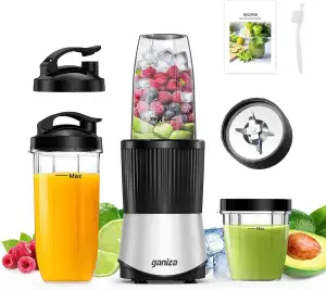 Ganiza Smoothie Maker, 900W Mini Standmixer, Mixer mit 25.000 U/min, 3 Tritan-To