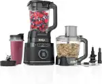 Ninja 3-in-1 Detect Power Blender Processor Pro, kraftvolle 1200W Küchenmaschine, Single Serve & Knethaken, 1x Single Serve Tasse, Krug, Teig, mischen & hacken, Schwarz, TB401EU