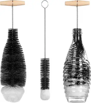 LEBEXY Flaschenbürste für SodaStream Crystal Glasflaschen | Reinigung Soda Reinigungsbürste | Flaschenreiniger Flaschen Bürste für Glaskaraffe 0.6L, Sodaflaschen, Babyflaschen, Trinkflaschen, 2 Stück