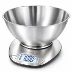 Boston Tech Digitale Küchenwaage mit Abnehmbarem Schüssel - Edelstahl, Hohe Präzision, Wasserdicht, 5kg Kapazität, LCD-Display, Tara-Funktion, Rezeptbuch Inklusive