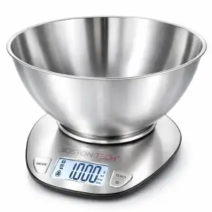 Boston Tech Digitale Küchenwaage mit Abnehmbarem Schüssel - Edelstahl, Hohe Präz