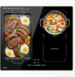 Topwish Induktionskochfeld 60cm, Induktionskochfeld 4 platte mit Zwei Flexzonen, Induktionskochplatte einbau mit Boost-Funktion, Timer, Kindersicherung, Überhitzungsschutz und Warmhalten,7200W