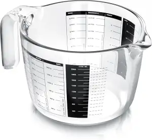 Arendo – Messbecher Glas 2l – 2000 ml - Messkrug Borosilikatglas - hitzebeständiges Glas – Mikrowellen geeignet - präzise Skala