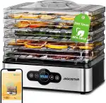 Aigostar Crispy - Dörrautomat, Dörrgerät mit Temperaturregler, 240W, 35-70°C, 99h-Timer, 5 Einlegefächer, Dörrautomat Edelstahl für Fleisch, Obst, Gemüse, Dehydrator - BPA frei