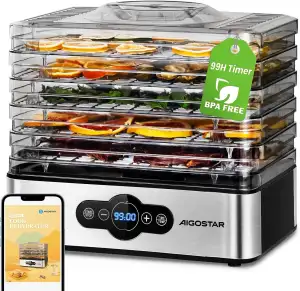 Aigostar Crispy - Dörrautomat, Dörrgerät mit Temperaturregler, 240W, 35-70°C, 99