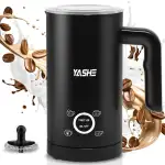 YASHE 4-IN-1 Edelstahl Milchaufschäumer, 10oz/300ml Milchschäumer für Perfekte Lattes, Cappuccinos, Macchiato & Heiße Schokolade, Schnell & Einfach zu Reinigen, mit Dichtem Samtigem Schaum