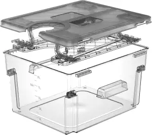 Sous Vide Behälter mit Deckel und eingebautem Rost 11L Grau Doppeltür-Design Sou