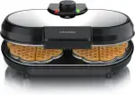 Arendo - Waffeleisen doppelt - Herzform – 1000 Watt – Waffel Maker – antihaftbeschichtet – Herzwaffeln – Temperaturregler - Waffelbackgerät