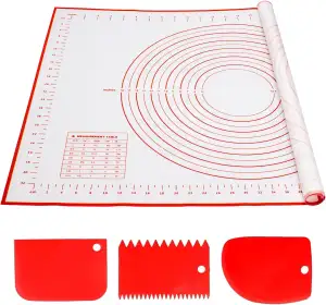 Alyvisun Silikon Backmatte mit 3 Teigschaber, 70x50 cm Backzubehör Antihafte Bac