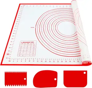Silikon-Backmatte, groß, 70 x 50 cm, antihaftbeschichtete Teigmatte, Rollmatte m