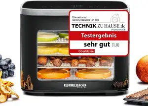 ROMMELSBACHER Dörrautomat DA 450, Dörrfläche 0,2 m², inkl. 5 Edelstahl-Dörrtabletts, 1 Dörrgitter, 1 Dörrunterlage, 2 Müsliformen, LCD-Display, 99 Std. Timer, Temperatur einstellbar (35 °C – 80 °C)