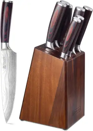 Paudin Messerblock Set mit 9-TLG, Scharfes Hochwertiges Küchenmesser Set aus Ede