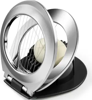 Sinnsally Eierschneider Edelstahl Spülmaschinenfest Eierteiler Kartoffelschneider Eierharfe Erdbeerschneider Eieraufschläger Mozzarella Schneider Metall Eierpiekser Eierschüttler Egg Slicer (Schwarz)