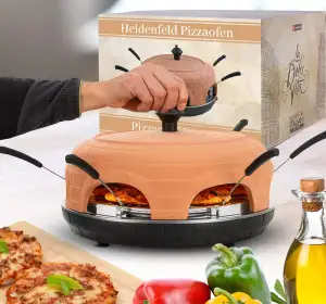 Heidenfeld Pizzaofen Pizzachef für 6 Personen | 1100 Watt bis 300°C - Backofen -