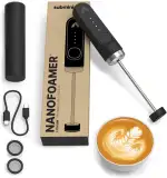 Subminimal NanoFoamer Lithium Hand Milchschäumer | Mikro geschäumte Milch für Premium Barista-Style Kaffeegetränke | Wiederaufladbarer Milchaufschäumer Cappuccino, Latte, Heiße Schokoladen und mehr
