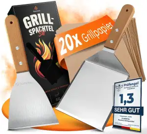 flammtal [Das Original] - Smash Burger Set mit 20x Burgerpapier - Grillspachtel 