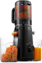 TUUMIIST Entsafter‚ Slow Juicer mit 135mm Extra Großem Einfüllschacht, Entsafter Gemüse und Obst Testsieger anwendbar Ganzes Obst und Gemüse, Leicht zu Reinigen, Hohe Saftausbeute, Glanzschwarz