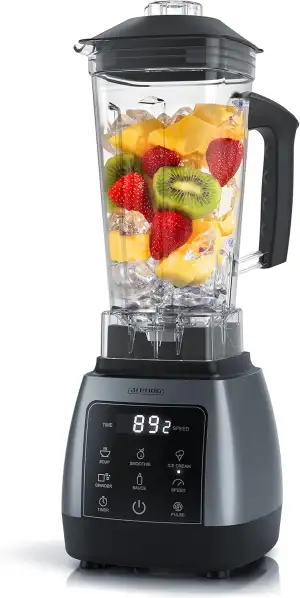 Arendo - Standmixer 2000 Watt mit Touchpanel - Hochleitungsmixer - 2L - 9 Geschwindigkeitsstufen – max. 24.000 U/min - Pulsfunktion – Timer – 5 Programme – Mixer mit Display – 6 Messer aus Edelstahl