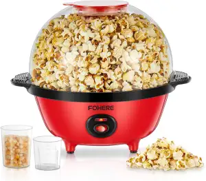 FOHERE 4,5L Popcornmaschine, 700W Popcorn Maschine mit 2 Messbecher für Zucker u