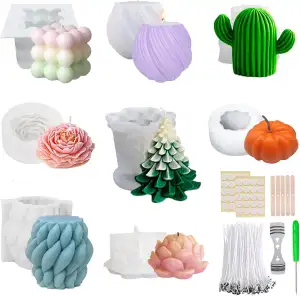 8 Stück Kerzenform Bubble Kerzen Kit, 3D DIY Silikonform Kerzen Gießen Formen Si