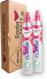 SodaTASTE Quick Classic CO2-Zylinder tauschen 2er-Pack (Refill) für Wassersprudler mit Quick Conn...