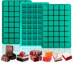 3 Stück Schokoladenform, Pralinenform Silikon, Chocolate Mold für 40 Blöcke Schokolade, Schokolade Selber Machen Set, für Cupcakes Kuchen Pudding Eiswürfel Gelee Schokolade (A)